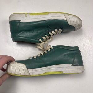 JOHN FLUEVOG Shackleton Blue Green Leather High Top Lace Up Sneaker